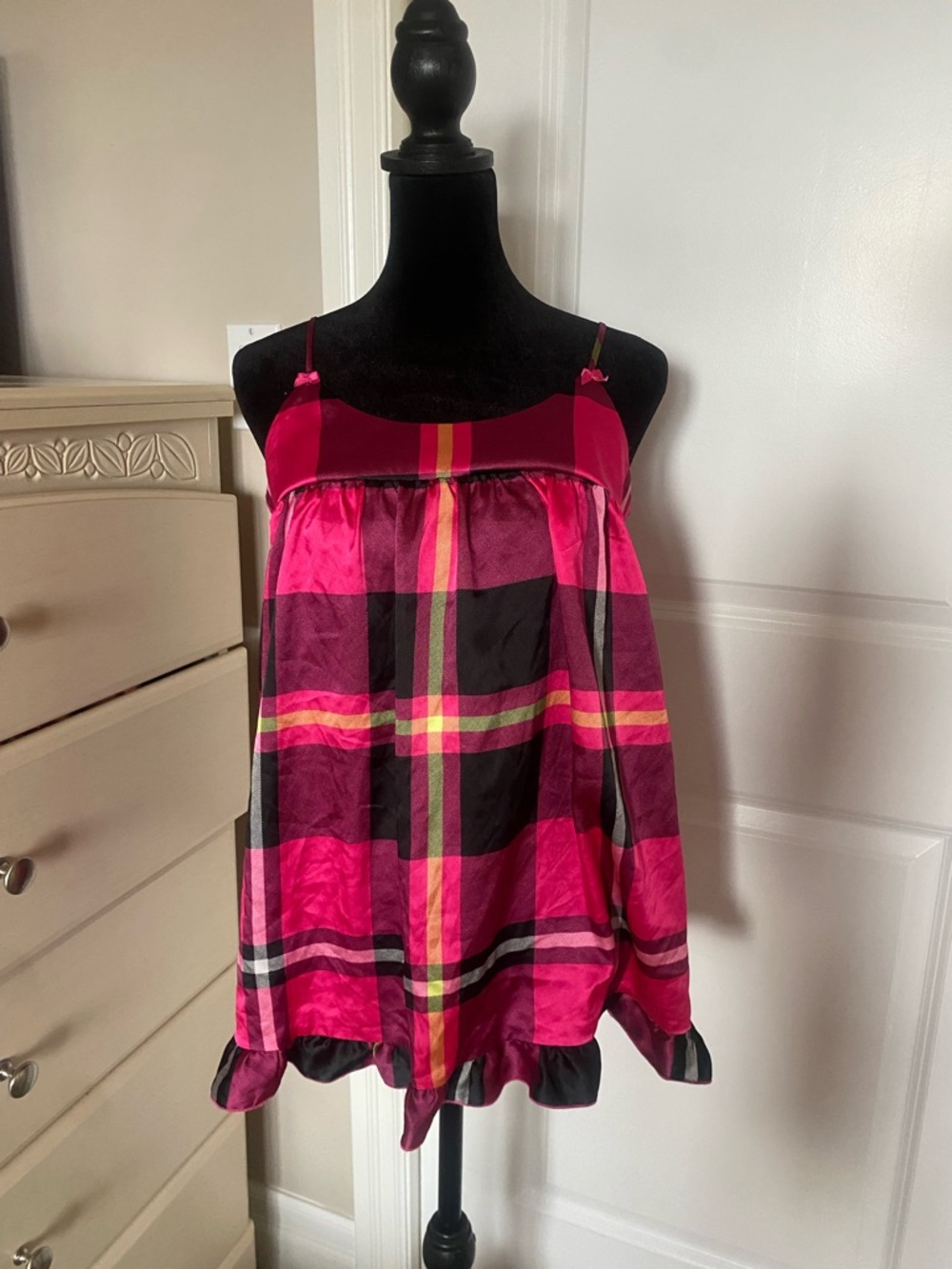 Y2K/ 2008 Victoria’s Secret Pink Plaid Babydoll Nightgown | Size S